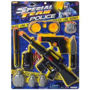 Набір поліцейського 27828 автомат-тріскачка, пістолет, рація, наручники, ніж