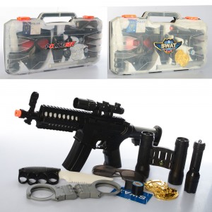 Набор полицейского H891-2 пистолет/автомат, звук, свет, наручники, в чемодане