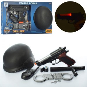 Набор полицейского HSY-020-21 каска, оружие, звук, свет, рация, наручники