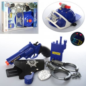 Набор полицейского P008-P008A пистолет, звук, каска, рация, наручники