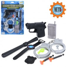 Набор полиции Х 44-6 D пистолет, наручники, пули-присоски, часы, рация, свисток, на листе Набор полиции Х 44-6 D пистолет, наручники, пули-присоски, часы, рация, свисток, на листе