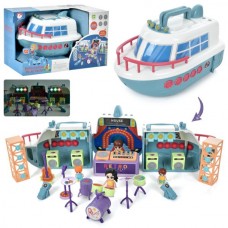 Набір з фігурками GB0512 2в1, яхта для вечірок 32см, фігурки 2шт 8см, муз.інструменти,муз,звук(англ), світло, наліпки, на бат-ці, в кор-ці