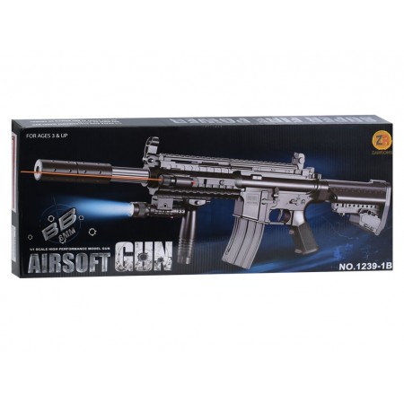 Іграшковий автомат Airsoft Gun із пластиковими кулями, світлом і лазером, 71 см 1239-1B Іграшковий автомат Airsoft Gun із пластиковими кулями, світлом і лазером, 71 см 1239-1B