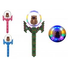 Детский игрушечный меч Minecraft с вертушкой Капибара, звуковые и световые эффекты, 3 цвета BT-5515-5E