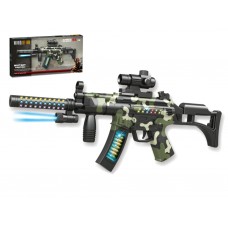 Детский игрушечный автомат игрушечный электрический Military 55 см, светящийся и со звуком, камуфляж FY860024
