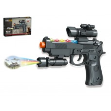 Детский игрушечный пистолет игрушечный электрический M9 23 см, светящийся и со звуком, проекция FY860027