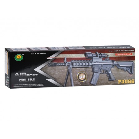 Игрушечный автомат Airsoft Gun с пластиковыми шарами, лазером и сошками, 61 см P3066C Игрушечный автомат Airsoft Gun с пластиковыми шарами, лазером и сошками, 61 см P3066C