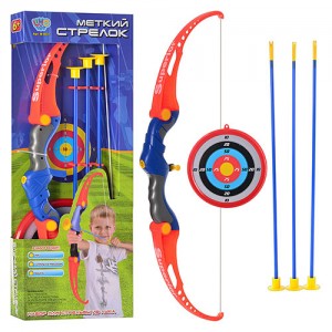 Дитячий іграшковий лук M 0037 стріли на присосках, мішень