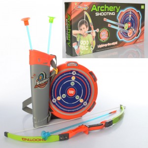 Детский игрушечный лук M 6040 55 см, стрелы на присосках, мишень 24 см, звук анг, свет