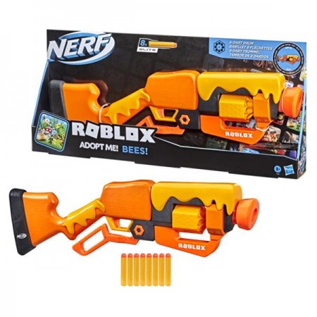 Бластер Nerf Roblox Adopt Me Bees мягкие патроны F2486 Бластер Nerf Roblox Adopt Me Bees мягкие патроны F2486