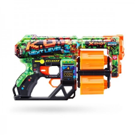 Быстрострельный бластер X-SHOT Skins Dread К.А. 36517B , 
Комплектация: бластер; 12 пуль .
Размер упаковки	6 x 42 x 27 см