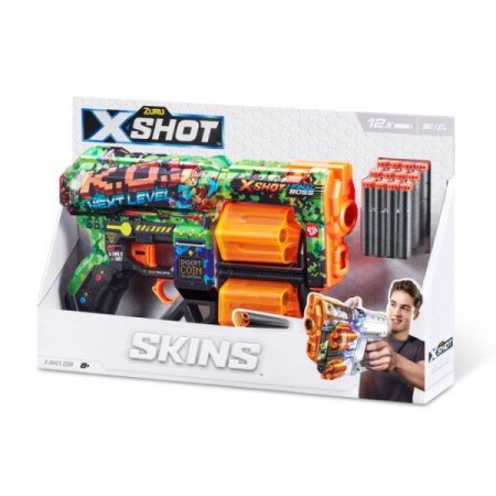 Быстрострельный бластер X-SHOT Skins Dread К.А. 36517B , 
Комплектация: бластер; 12 пуль .
Размер упаковки	6 x 42 x 27 см