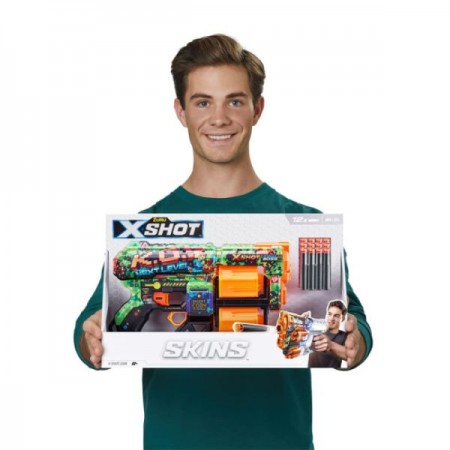 Быстрострельный бластер X-SHOT Skins Dread К.А. 36517B , 
Комплектация: бластер; 12 пуль .
Размер упаковки	6 x 42 x 27 см