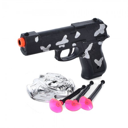 Игрушечный пистолет BabyToys 8142-45 стреляет присосками, 16 см Игрушечный пистолет BabyToys 8142-45 стреляет присосками, 16 см