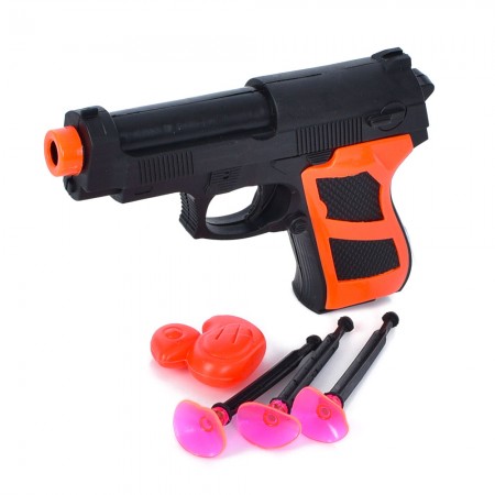 Игрушечный пистолет BabyToys 8142-45 стреляет присосками, 16 см Игрушечный пистолет BabyToys 8142-45 стреляет присосками, 16 см
