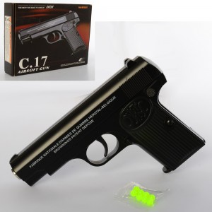 Дитячий іграшковий пістолет C17 металл, на пульках, 16см