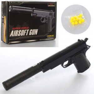 Детский игрушечный пистолет V2+, на пульках, металл, 27 см