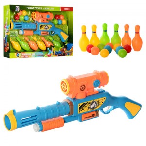Детское игрушечное ружье 648-16 54 5 см, стреляет шариками, шарики, кегли