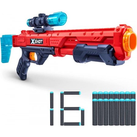 Скорострельный бластер X-Shot Red Excel Hawk Eye 16 патронов 36435R Скорострельный бластер X-Shot Red Excel Hawk Eye 16 патронов 36435R