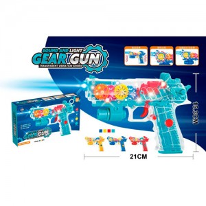 Дитячий іграшковий пістолет 1088 21см, шестерні, світло, звук, вібрація, 4 кольори
