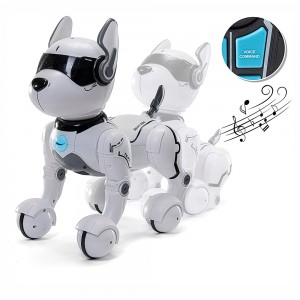 Собака RC 0003 на радиоуправлении, 29 см, музыка, звук, свет, реагирует на голос, ездит, танцует, программирование