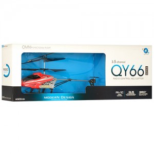 Вертолет QY66-D05B на радиоуправлении, аккумулятор 28см, свет, гироск, 3канала, зап.лоп, USBзар, 2цвета, кор