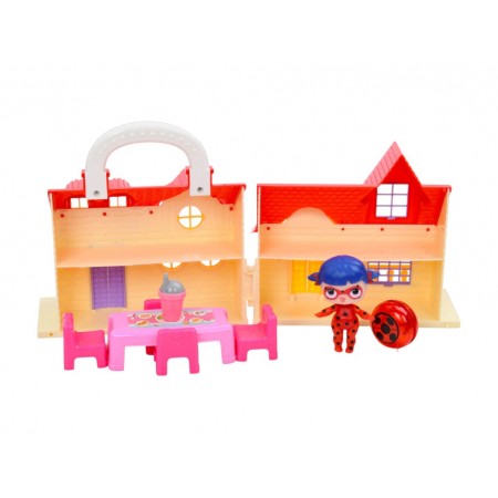 Будинок для ляльок складаний TM532, 30 см, з меблями та лялькою, BabyToys Будинок для ляльок складаний TM532, 30 см, з меблями та лялькою, BabyToys