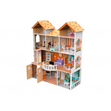 Дом для кукол деревянный TX1283, 126 см, 3 этажа с мебелью, BabyToys Дом для кукол деревянный TX1283, 126 см, 3 этажа с мебелью, BabyToys