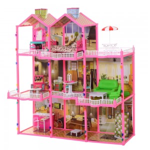 Будиночок 6992 для ляльки, 3 поверхи, в109-ш107-г41см, світло, меблі