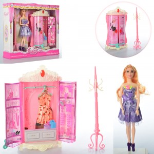 Мебель для кукол 589-8 гардеробная, платья, кукла