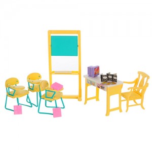 Мебель для кукол 9916, школа, стол, стулья, мольберт