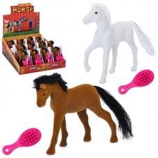Флокована конячка BabyToys 88147 з гребінцем, 11см