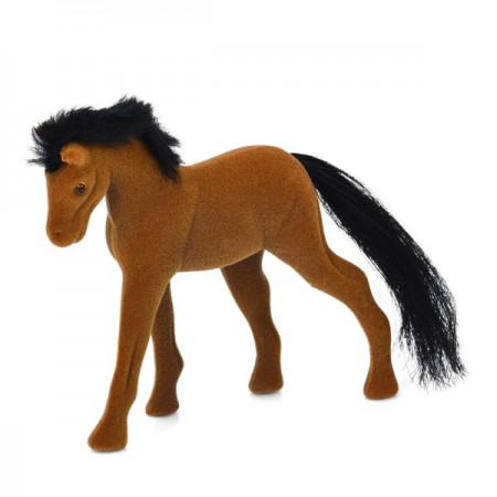 Флокована конячка BabyToys 88147 з гребінцем, 11см Флокована конячка BabyToys 88147 з гребінцем, 11см
