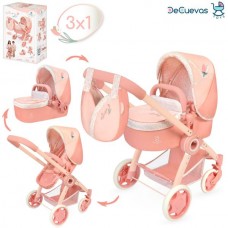 Коляска для кукол BabyToys 80574 трансформер 3в1 металл