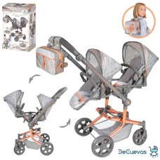 Коляска для кукол DeCuevas 90877 с рюкзаком и корзиной