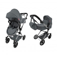 Коляска для кукол Carrello Alfa 9707 серая металл 2в1 Коляска для кукол Carrello Alfa 9707 серая металл 2в1