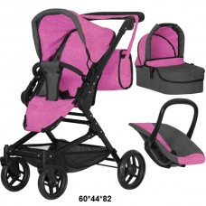 Коляска для кукол Carrello Magia 3в1 металлическая Rose Red Коляска для кукол Carrello Magia 3в1 металлическая Rose Red
