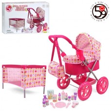 Набор игровой T837048 для куклы, коляска классика (спальное место 43-23см), рег.ручка, сумка, манеж 42-28-в26см, металл, аксессуары, в кор-ке Набор игровой T837048 для куклы, коляска классика (спальное место 43-23см), рег.ручка, сумка, манеж 42-28-в26см, металл, аксессуары, в кор-ке