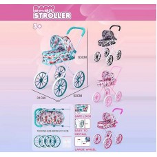 Коляска для кукол BabyToys D 17 металлический каркас текстиль
