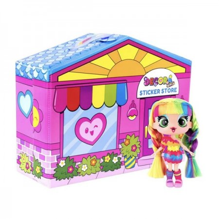 Игровой набор Decora Girlz с куклой 13 см Дизайнерский магазин наклейок D1009