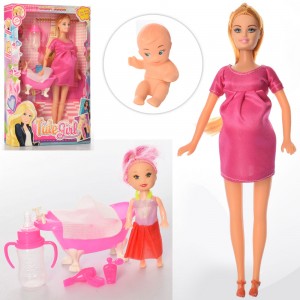 Кукла 6013K 28 см, беременная, дочка, пупс, аксессуары