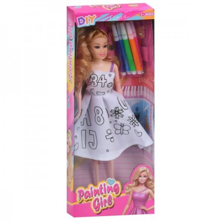 Лялька BabyToys 6388-3 з сукнею-розмальовкою та фломастерами Лялька BabyToys 6388-3 з сукнею-розмальовкою та фломастерами