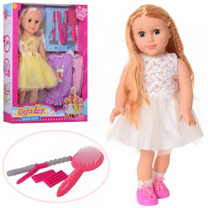 Кукла DEFA 5513 мягконабивная, 47 см, платья, расческа, плойка