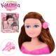 Кукла голова для причесок 913-O 20см, набор парикмахера ножницы, расческа, заколки и резинки для волос