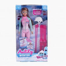 Кукла BabyToys 98005 с лыжами и шлемом 29 см