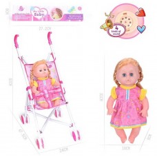 Лялька з коляскою BabyToys LA 66-1 зі звуками 31 см Лялька з коляскою BabyToys LA 66-1 зі звуками 31 см