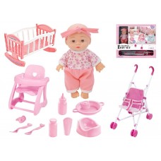 Кукла Sweetheart Baby Set, 22 см, с коляской, кроваткой и стульчиком LT465715
