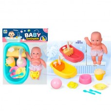 Пупс BabyToys 669-608B с ванной и аксессуарами, 18 см