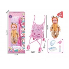 Кукла-пупс BabyToys K 006-31 30 см со звуками и коляской