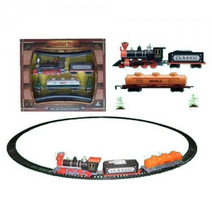 Дитяча залізниця 1600A-3D діам.103, 5см, локомотив, вагон2шт, звук, світло